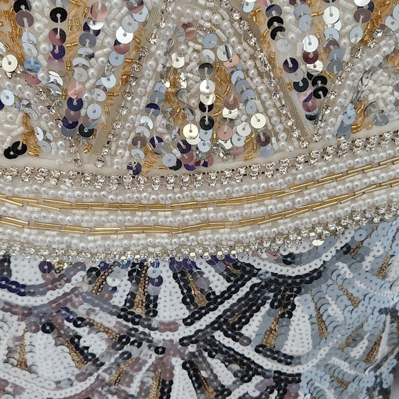 Lucci Lu Evening dress size 2, style 8043 silver and gold sequins - Picture 4 of 6